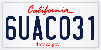 CA license plate 6UAC031