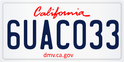 CA license plate 6UAC033