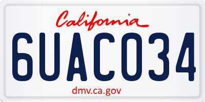 CA license plate 6UAC034