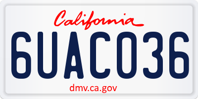 CA license plate 6UAC036