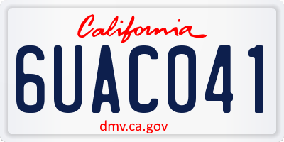 CA license plate 6UAC041