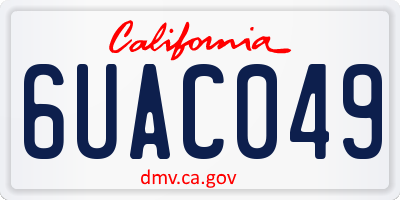 CA license plate 6UAC049