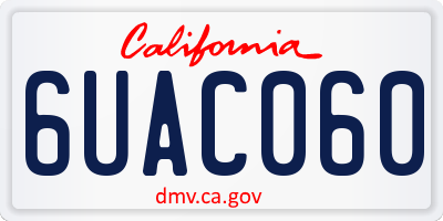 CA license plate 6UAC060