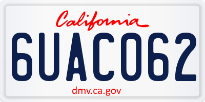 CA license plate 6UAC062