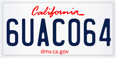 CA license plate 6UAC064