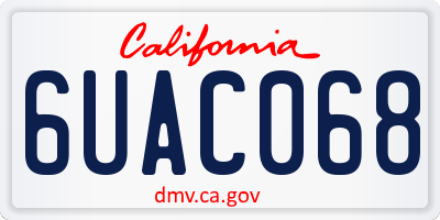 CA license plate 6UAC068