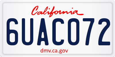 CA license plate 6UAC072