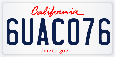CA license plate 6UAC076