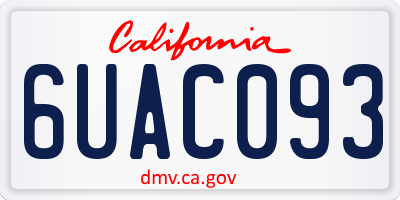 CA license plate 6UAC093