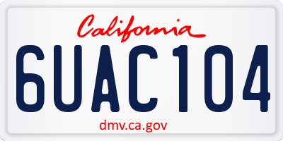 CA license plate 6UAC104