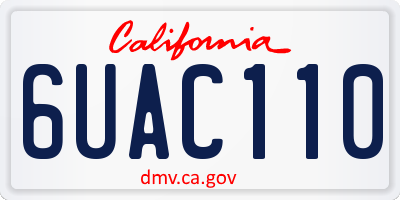 CA license plate 6UAC110