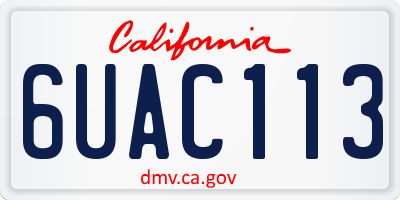 CA license plate 6UAC113