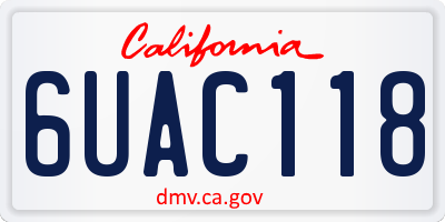 CA license plate 6UAC118