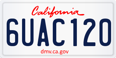 CA license plate 6UAC120