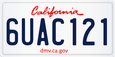 CA license plate 6UAC121
