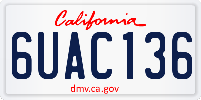CA license plate 6UAC136