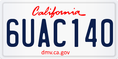 CA license plate 6UAC140