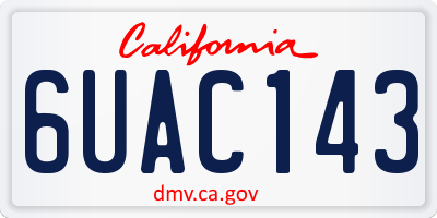 CA license plate 6UAC143