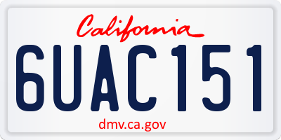 CA license plate 6UAC151