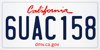 CA license plate 6UAC158