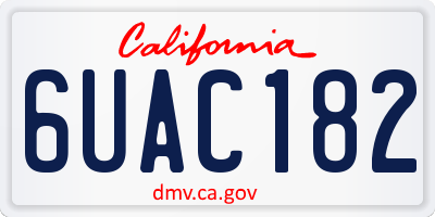 CA license plate 6UAC182