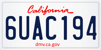 CA license plate 6UAC194