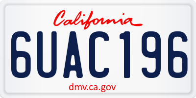 CA license plate 6UAC196
