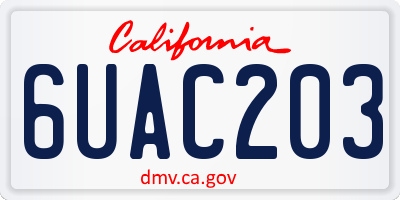 CA license plate 6UAC203
