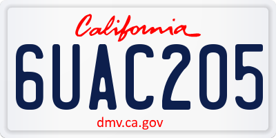 CA license plate 6UAC205