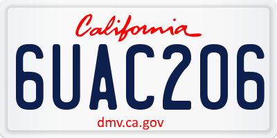 CA license plate 6UAC206