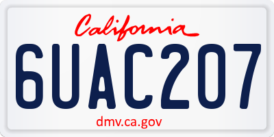 CA license plate 6UAC207