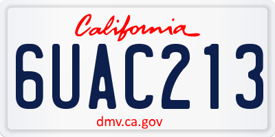 CA license plate 6UAC213