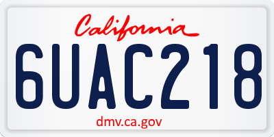 CA license plate 6UAC218
