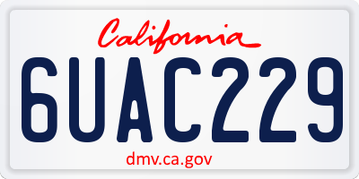 CA license plate 6UAC229
