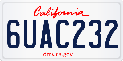 CA license plate 6UAC232