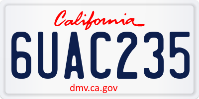CA license plate 6UAC235