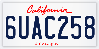 CA license plate 6UAC258