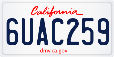CA license plate 6UAC259