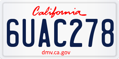 CA license plate 6UAC278