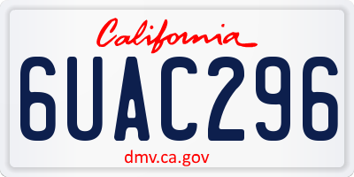 CA license plate 6UAC296