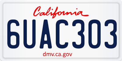 CA license plate 6UAC303