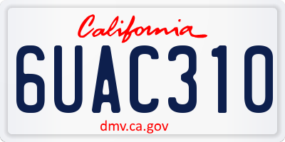 CA license plate 6UAC310