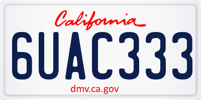CA license plate 6UAC333