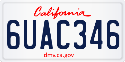 CA license plate 6UAC346