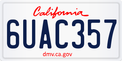 CA license plate 6UAC357