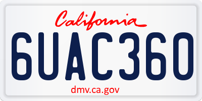 CA license plate 6UAC360