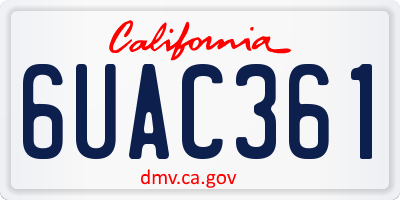 CA license plate 6UAC361