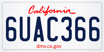 CA license plate 6UAC366
