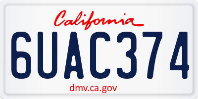CA license plate 6UAC374