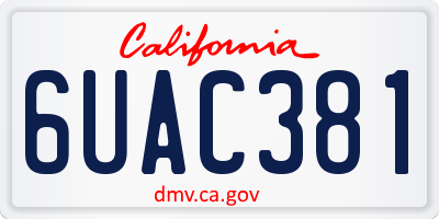 CA license plate 6UAC381